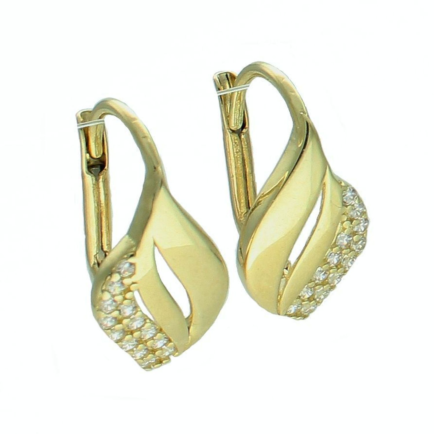 Złote kolczyki damskie 375 klasyczne z białymi cyrkoniami KL 8816 375 (2).jpg